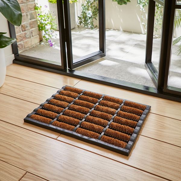 Rubber Wire Scraper Doormat - Natural